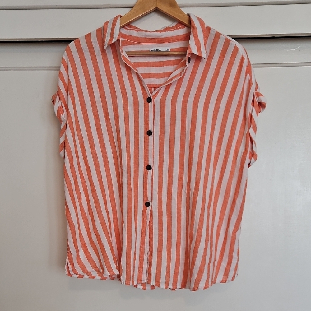 Striped Linen Blouse EUC